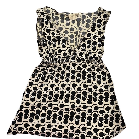 Max Studio Mini Black White Geometric Pattern Empire Waist A-Line Dress XS - Picture 3 of 12